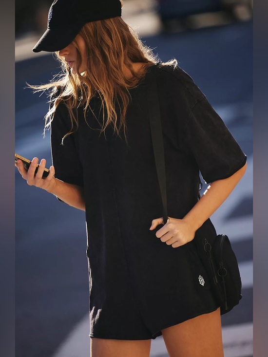 FP Movement by Free People Pants - Free People MOVEMENT NWOT Hot Shot Tee Romper Short Size XS Oversized Cozy